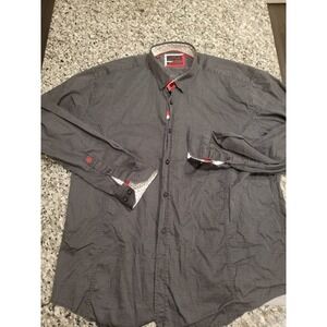 Eight X Premium Mens XXL Black Micro Dot Long Sleeve Button Down Shirt Buckle